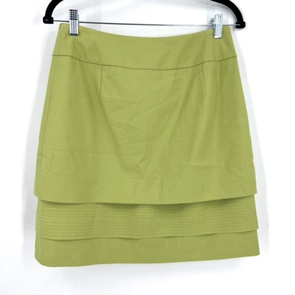 Etcetera Women's Tiered Layered Woven Fully Lined Skirt‎ Bold Lime Green Size 6